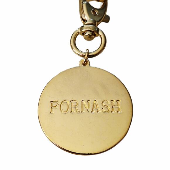 Turquoise Gold Keychain Bag Charm Adorned With Designer Button - Picture 2 of 3